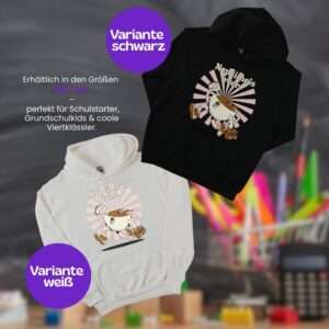 Kinder Hoodie Einschulung – Nap Time’s Over Motiv – Farben Weiß und Schwarz