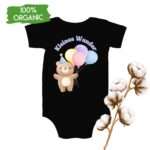 Bio-Babystrampler mit süßem Bären-Motiv und Luftballons in Pastellfarben5