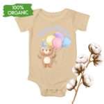 Bio-Babystrampler mit süßem Bären-Motiv und Luftballons in Pastellfarben3