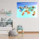 Buntes Kinderposter „So schmeckt unsere Welt“ mit typischen Speisen aus verschiedenen Kontinenten – Weltkarte zum Lernen & Staunen in 7 Größen 6