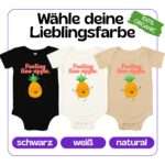 Babybody mit tanzender Ananas und Spruch „Feeling fine-apple“ – Bio-Baumwolle, nachhaltig und hautfreundlich