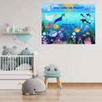 Farbenfrohes Kinderposter „Wer lebt im Meer?“ mit über 20 Meeresbewohnern – Lernposter über die Unterwasserwelt in 7 Größen, kindgerecht illustriert2