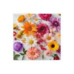 Zierkissen mit kräftigem Blumenmuster in Orange, Pink, Violett, Gelb und Weiß auf hellem Hintergrund3