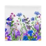 Zierkissen mit kräftigem Blumenmuster in Aquarellstil – Violett, Blau, Lavendel, AbbyHooves Design2