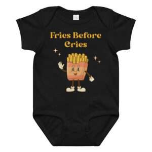 Babybody aus Baumwoll-Jersey 12–24 Monate „Fries Before Cries“