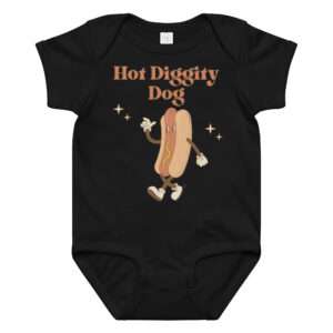 Babybody aus Baumwoll-Jersey 12–24 Monate „Hot Diggity Dog“