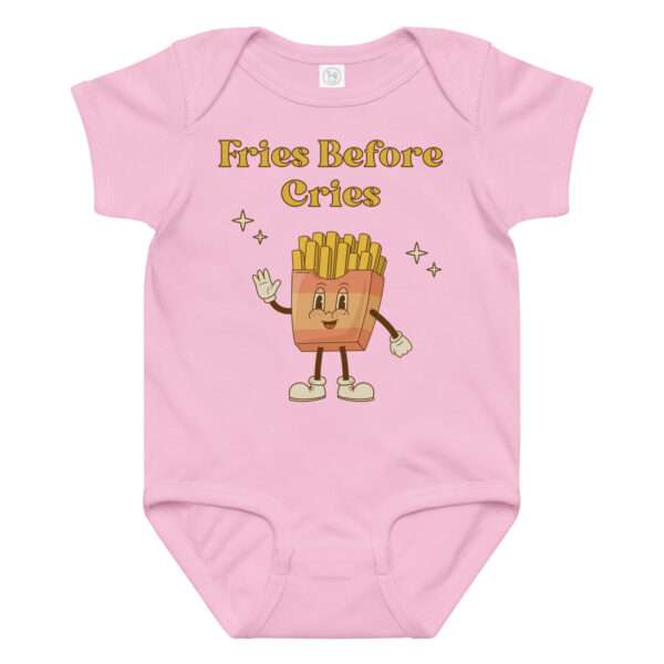 Babybody aus Baumwoll-Jersey 12–24 Monate „Fries Before Cries“ – Bild 4