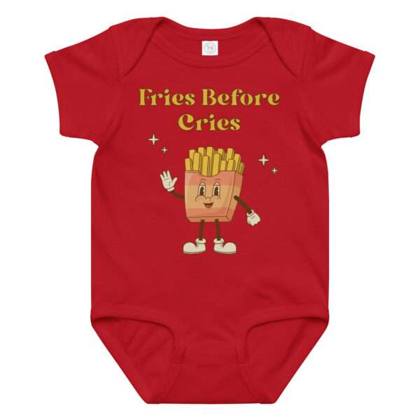 Babybody aus Baumwoll-Jersey 12–24 Monate „Fries Before Cries“ – Bild 2