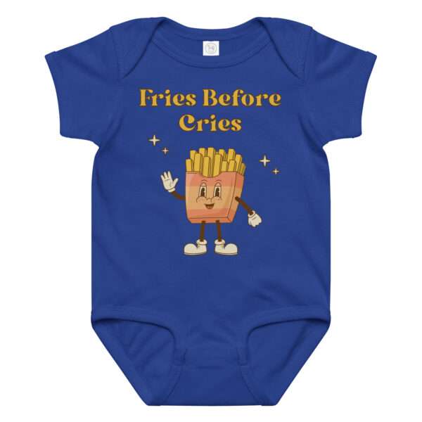 Babybody aus Baumwoll-Jersey 12–24 Monate „Fries Before Cries“ – Bild 3