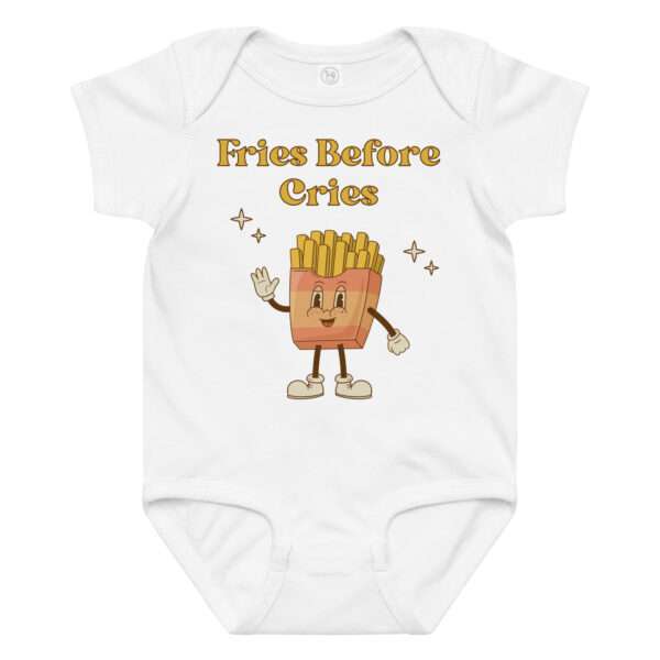Babybody aus Baumwoll-Jersey 12–24 Monate „Fries Before Cries“ – Bild 5