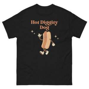 Unisex-Damen-T-Shirt „Hot Diggity Dog“ – Ein Look zum Anbeißen (XS–3XL)