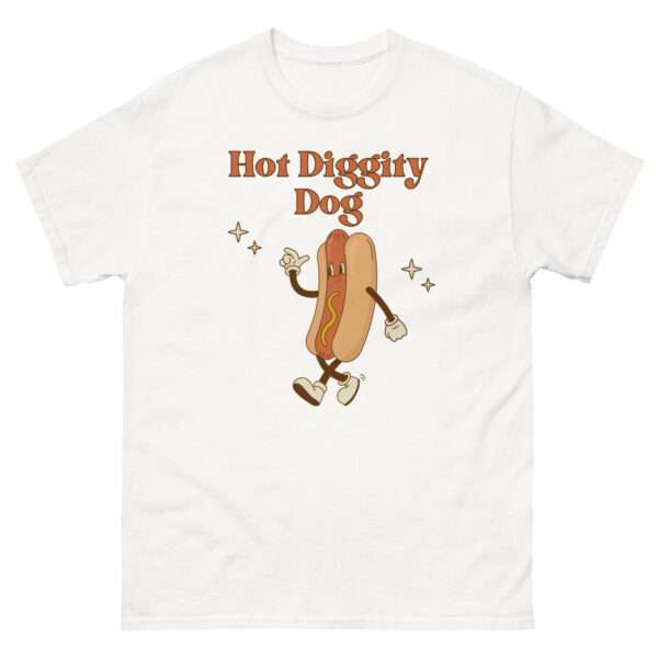 Unisex-Damen-T-Shirt „Hot Diggity Dog“ – Ein Look zum Anbeißen (XS–3XL) – Bild 3