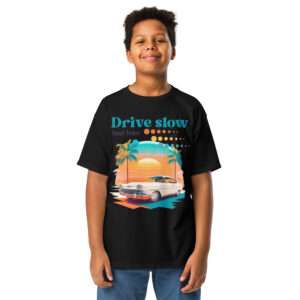 T-Shirt „Drive slow – feel free“ XS–XL – Retro-Car-Vibes für entspannte Teenies